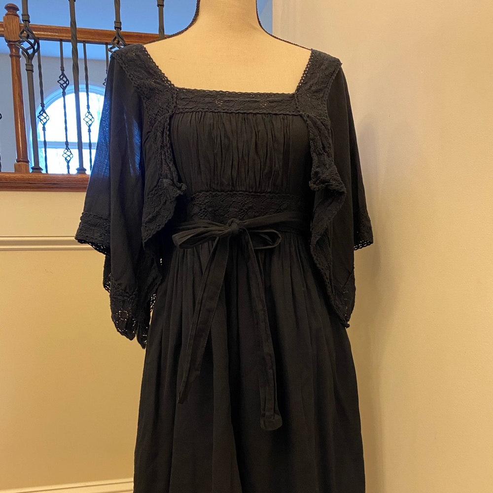 Black linen dress